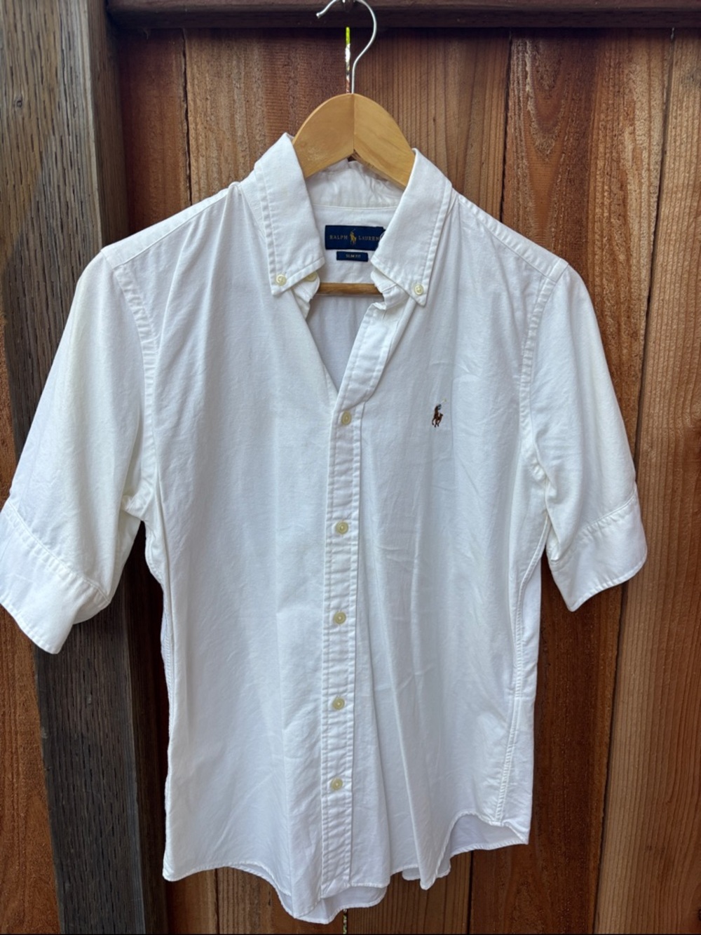 Ralph Lauren White Short Sleeve elbow length Button-Down Polo Shirt